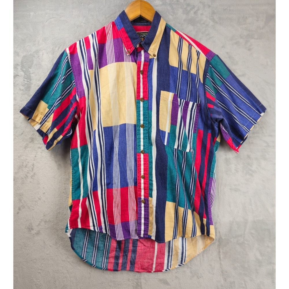 Vintage CHAPS RALPH LAUREN Mens 90s Colorblock Striped Button Down Shirt Medium